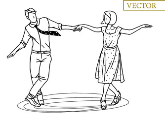 Dancing couple. Ballroom dancing young people. Dancing on the floor.