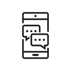 Smartphone message line icon design. Mobile phone sign with messenger symbol. Social media chat. Speech bubbles. Online consulting icon. Vector illustration. 