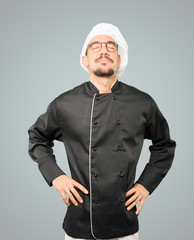 Quiet chef making a relaxation gesture