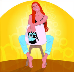 girl dancing strip plastic high-heeled shoes jeans