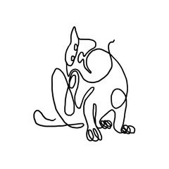 Vector - Continuous One Line Drawing Cat