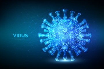 Coronavirus 2019-ncov Novel Coronavirus Low Poly Abstract Concept. Microscopic View Of Virus Cell Cl