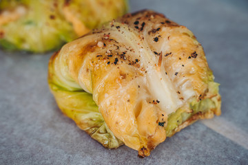 Delicious baked savoy cabbages rolls