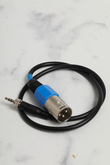 cable audio XLR micro jack male on white background