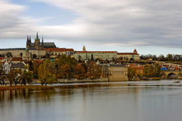 Fototapeta na wymiar Charles Bridge and Prague Castle over the Vltava.