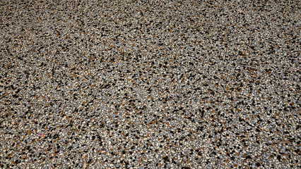 Terrazzo flooring background texture with colored base and marble and stone chips. Close up