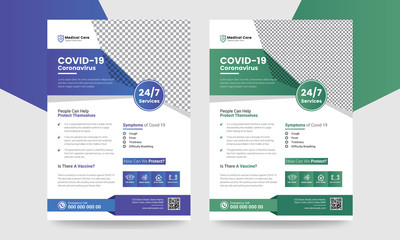 Coronavirus Covid-19 Virtual Conference Template Design. Corona Flyer Template. Medical Brochure Design.