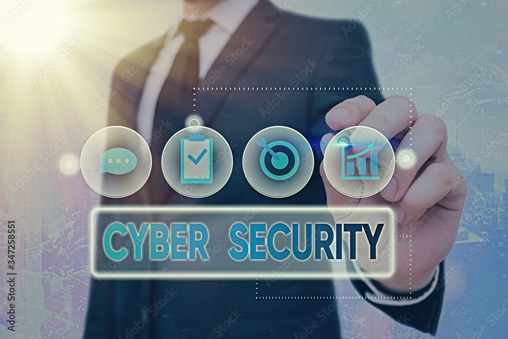 Poster handwriting text cyber security. conceptual photo protect a computer system against unauthorized acc