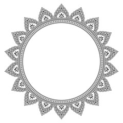 Frame in eastern tradition. Stylized with henna tattoos decorative pattern for decorating covers for book, notebook, casket, magazine, postcard and folder. Flower mandala in mehndi style.