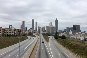 Fototapeta na wymiar Atlanta, Georgia. United States - November 2, 2016: Looking over downtown Atlanta from the freeway