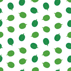 Fresh green spinach leaves vector seamless pattern background.