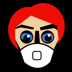 Cartoon Character Head In Medical Mask Vector