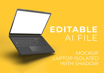 FLOATING Laptop MOCKUP ISOLATED IMAGE 