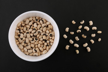 Black-eyed Beans Black background. Have a good aroma, creamy texture and distinctive flavor.