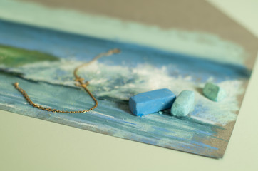 Pastel chalk painted sea pattern