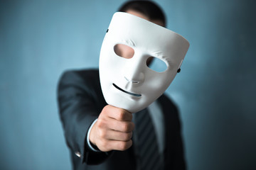 man hand white mask