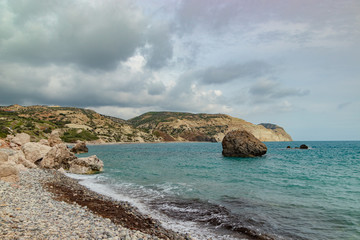 Fototapeta na wymiar Cyprus Stone Coast of the Mediterranean Sea