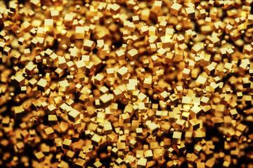 Abstract gold blocks on dark background - 3d illustration