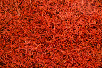 Fototapeta premium Raw Organic Red Saffron Spice in a Bowl.Luxurious flavour and expensive spices Grand Bazaar