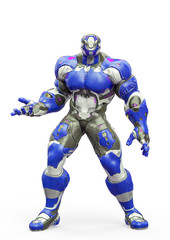 futuristic astronaut is standing up in white background
