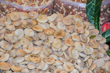 Counter with various dried fruits on the Grand Bazaar in Istanbul, Turkey