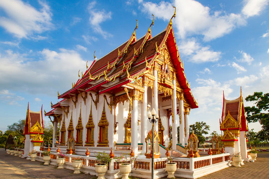 Thailand. Phuket. Buddhist temple in Thailand. Temples on the island of Phuket. Vacation in Thailand. A trip to the island. Buddhist temple complex in Phuket. Religious tourism. Pilgrimage