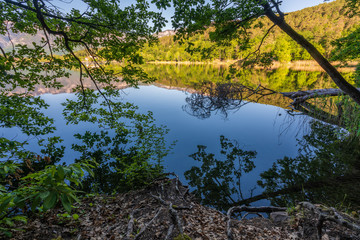Lake Monticolo in the municipality of Appiano in the Bolzano area of Italian South Tyrol.