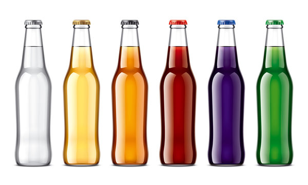 Set Glass Bottles with Drinks. 