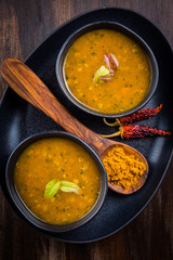 Red lentil curry soup with hot chilli