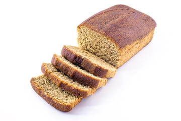 vegan banana bread isolated on white background. Healthy, gluten-free, vegetarian bread.