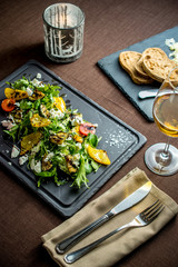 Grilled vegetables,salad, green lettuce and leaves