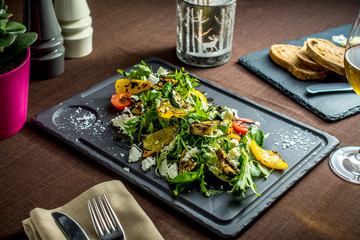 Grilled vegetables,salad, green lettuce and leaves