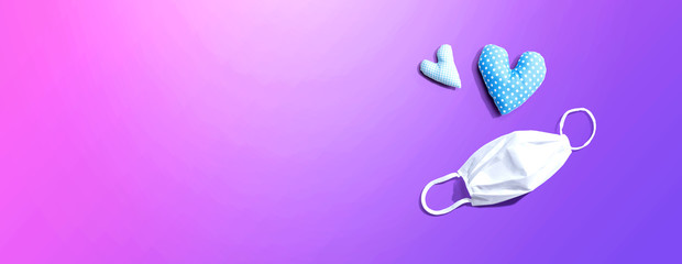 Medical worker appreciation theme with hearts and a face mask