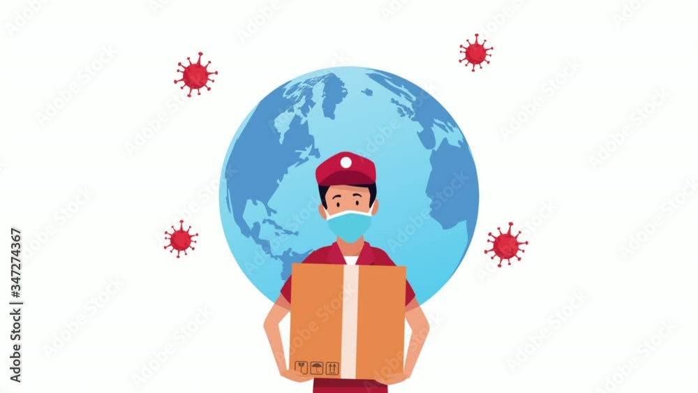 Canvas Prints delivery service courier worker animation