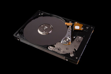 Photo hard drive or HDD on a black background.