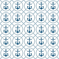 Nautical seamless pattern with anchor and rope with helix. Packaging design, maritime decoration ornament.