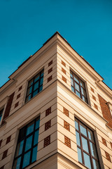 modern building with blue windows