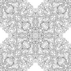 Arabic floral seamless pattern. Traditional arabic islamic background. Mosque decoration element. Outline vector illustration.