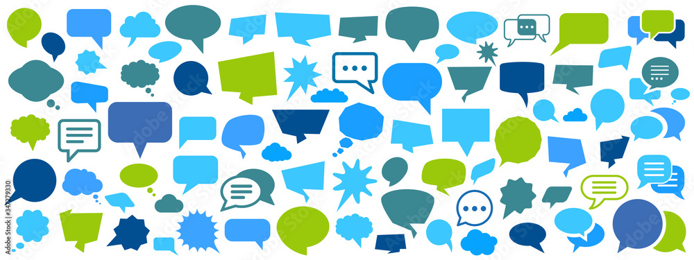 Aufkleber set different empty speech discussion bubble, chat sign - vector for stock