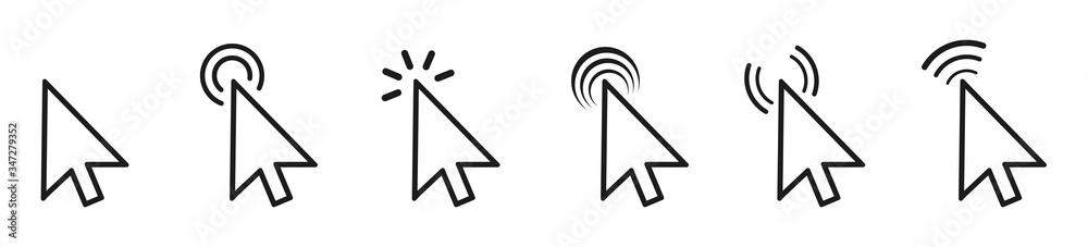 Poster Set of flat cursor icons in arrow form – stock vector