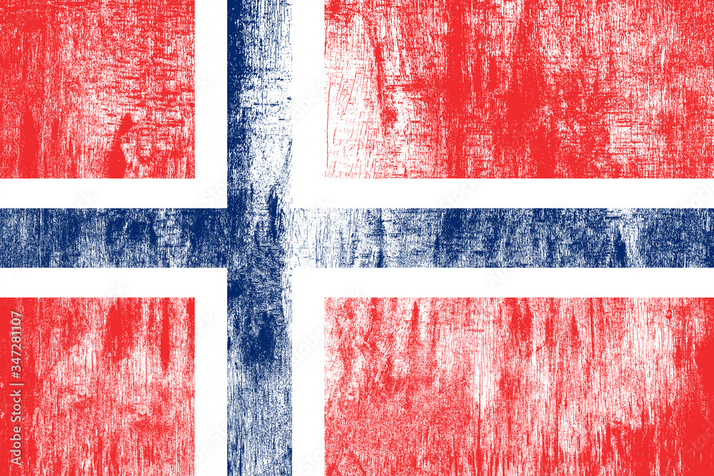 Poster flag of norway with texture. template for design