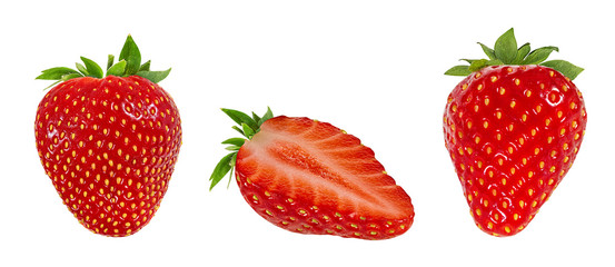 Strawberries isolated on white background with clipping path
