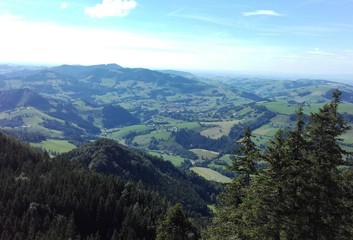 View From A Mountain Top Onto A Valley In Lower Austria 