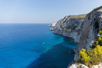 Fototapeta premium aerial view of the sea from a cliff, the sea has a deep blue color, Zakynthos island, Greece