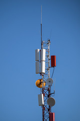 Telecommunication towers with TV antennas, network and cell phone repeaters