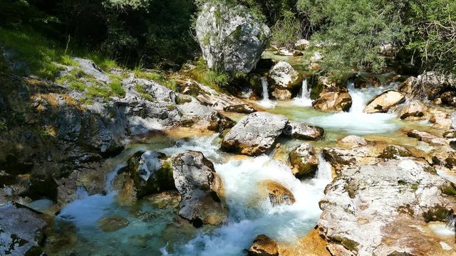 Soča river small waterfalls, UHD
