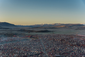 Sunrise in the morning times with Top view in Yarchen gar on China