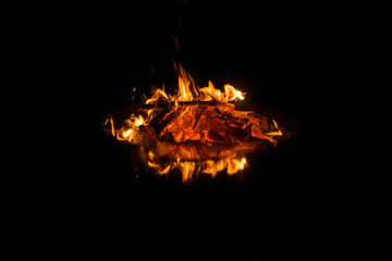 close up of a bonfire 
