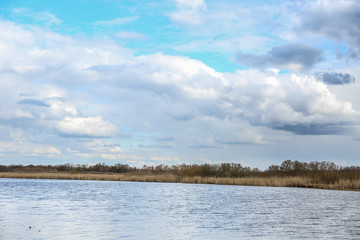 landscape of a lake on a spring sunny day