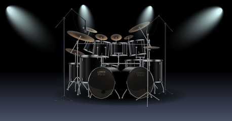 
Realistic drum kit. Vector.